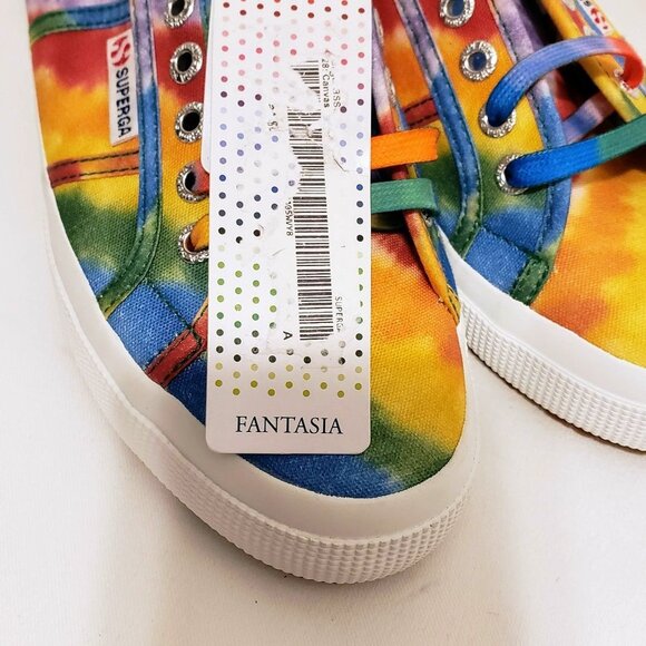 SUPERGA New Slide-On Sneakers Tie-Dye Multi-Color Rainbow Vivid Fun Artsy Bright - Picture 8 of 8